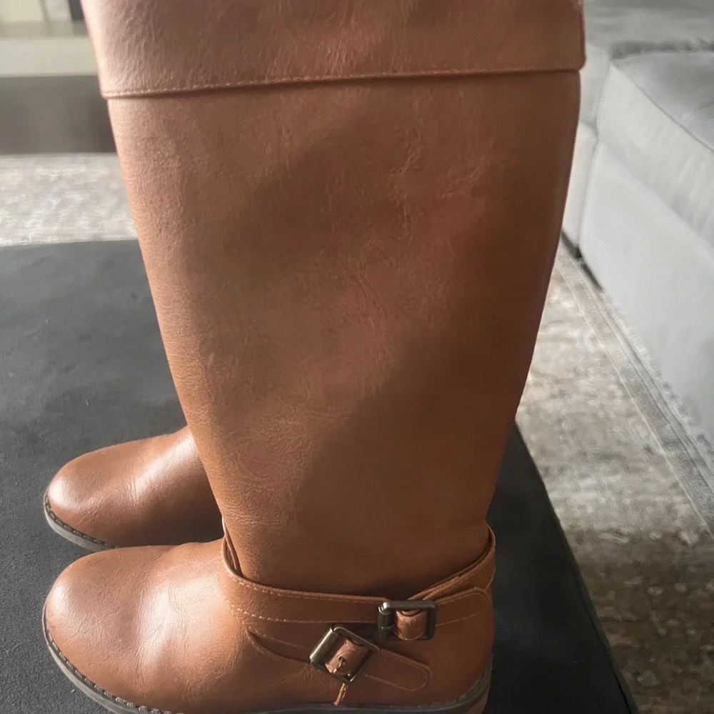 Cat & Jack Tan Leather Riding Boots - Picture 1 of 4